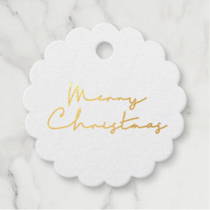Minimalist Merry Christmas real gold foil Foil Favor Tags