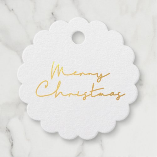 Minimalist Merry Christmas real gold foil Foil Favor Tags