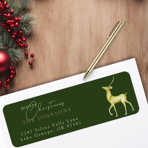Minimalist Merry Christmas Reindeer Return Address Label