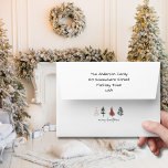 Minimalist Merry Christmas Retro Line Art Trees Envelope<br><div class="desc">Minimalist Merry Christmas Black & Terracotta Line Art Christmas Trees Invitation Card envelope.</div>