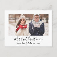 Minimalist Merry Christmas Save the Date Photo Holiday Postcard