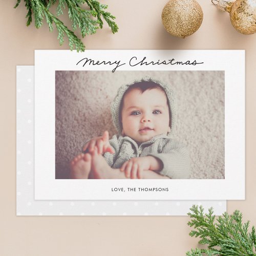 Minimalist Merry Christmas script Photo Card