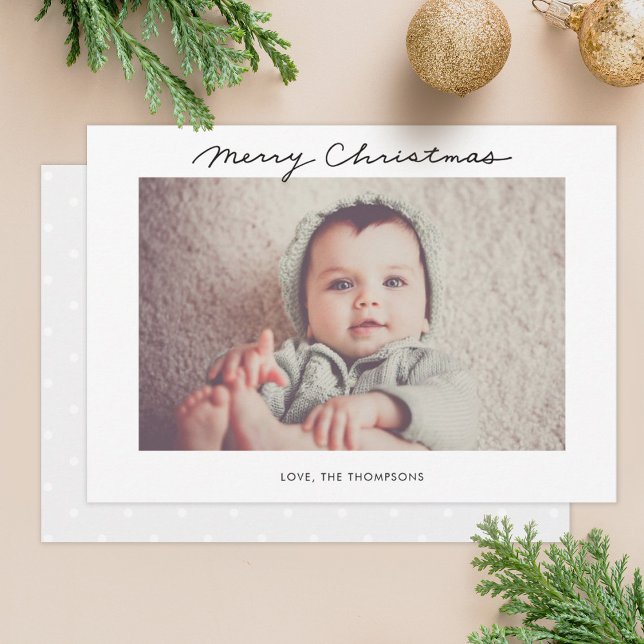Minimalist Merry Christmas script Photo Card (Creator Uploaded)