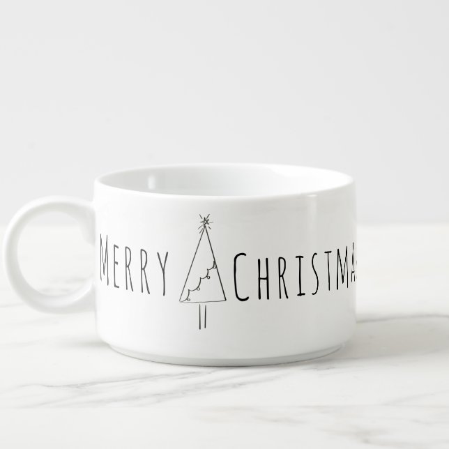Minimalist Merry Christmas Tree Line Art Bowl (Right)