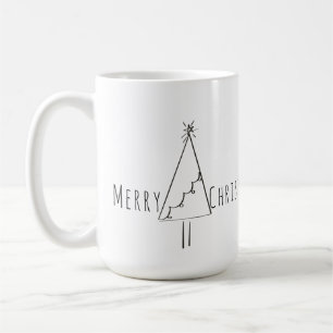 Minimalist Merry Christmas Tree Line Art Coffee Mug