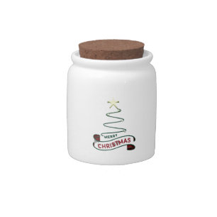 Minimalist Merry Christmas Tree with Star Design Candy Jar