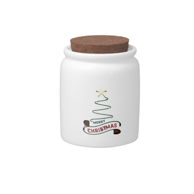 Minimalist Merry Christmas Tree with Star Design Candy Jar (Front)