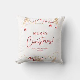 Minimalist Merry Christmas Typography Throw Pillow