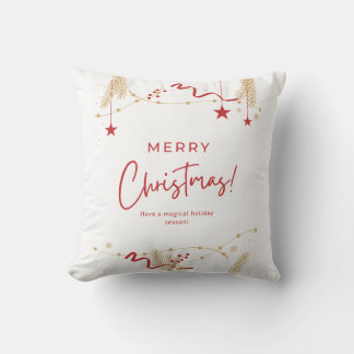 Minimalist Merry Christmas Typography Throw Pillow