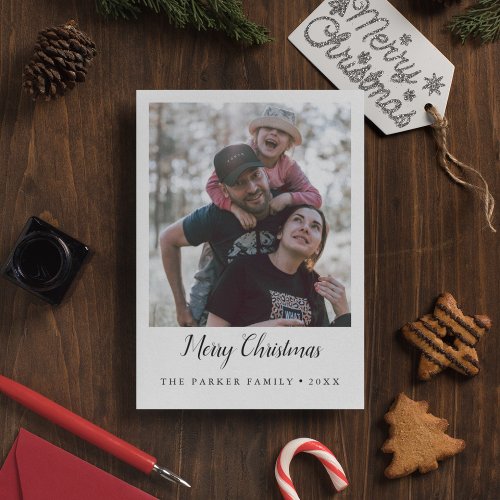 Minimalist Merry Christmas Year In Review Portrait Invitation