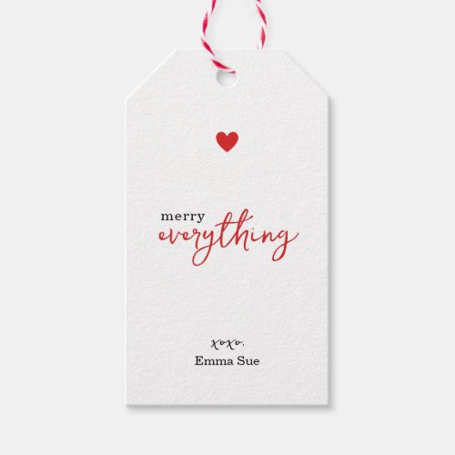 Minimalist Merry Everything Christmas Gift Tag