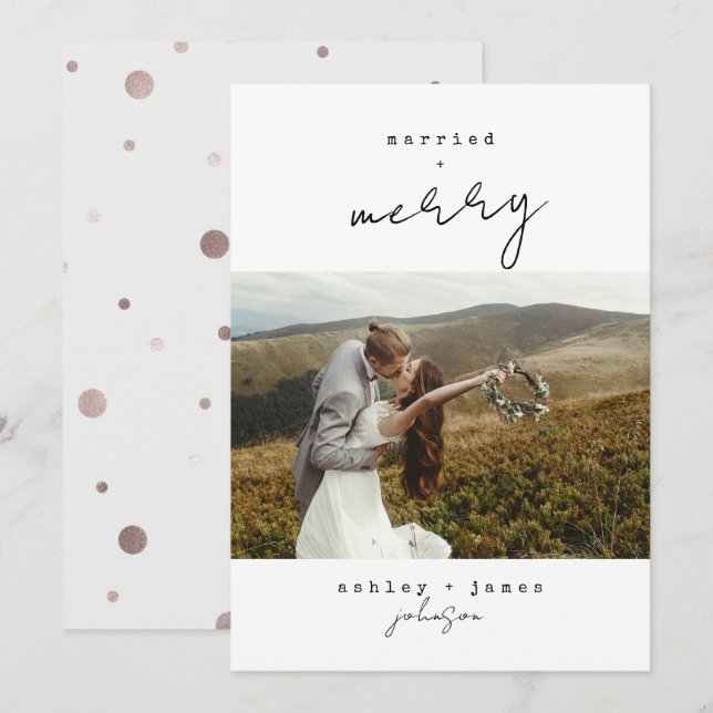 Minimalist Merry & Married Christmas Photo Holiday (Front/Back)