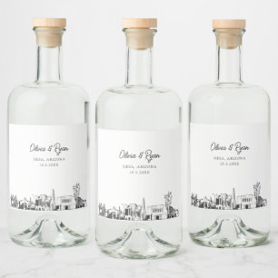 Minimalist Mesa Arizona Wedding Custom Liquor Bottle Label