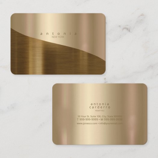 Minimalist Metal Wave Two-Tone Gold ID805 Business Card