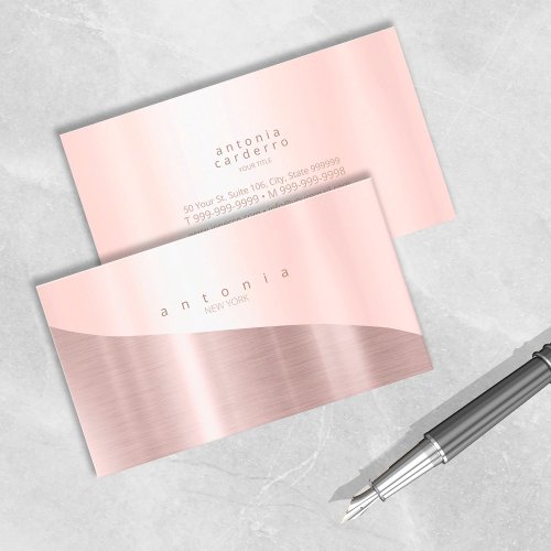 Minimalist Metal Wave Two_Tone Rose Gold ID805 Business Card