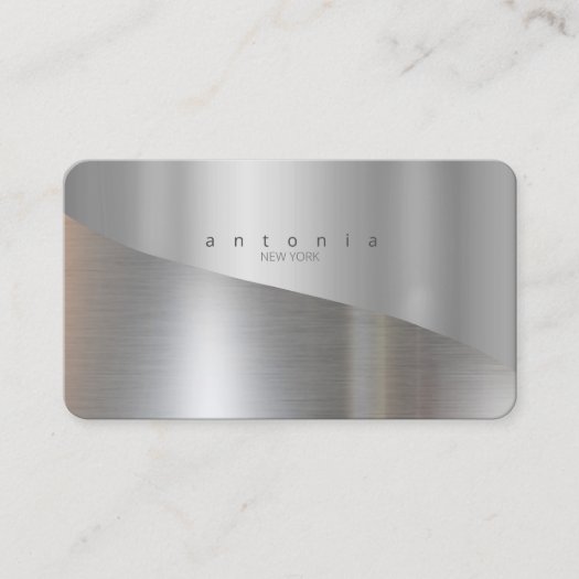 Minimalist Metal Wave Two-Tone Silver ID805 Business Card
