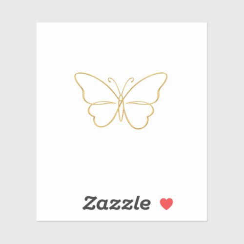 Minimalist Metallic Gold Wire Outline Butterfly Sticker