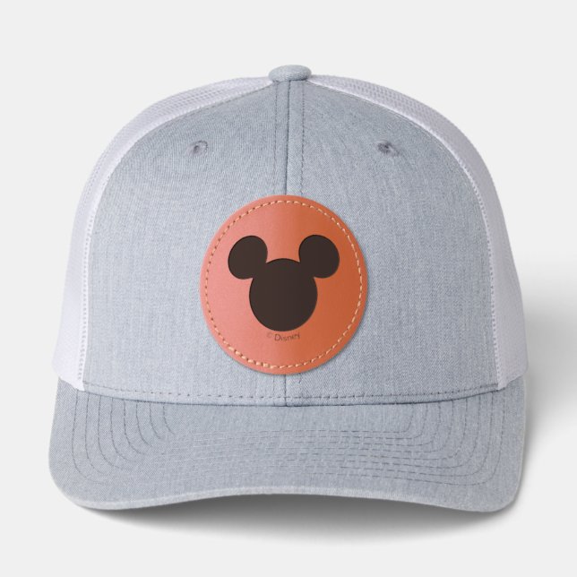 Minimalist Mickey Mouse Silhouette Leather Patch Hat (Front)