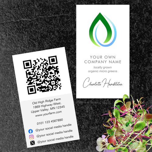 Minimalist Microgreen Grower QR  Contact Details  Business Card