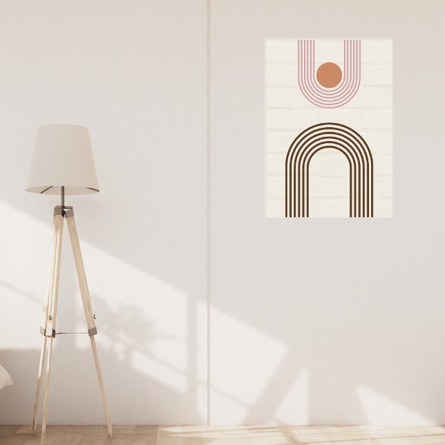 Minimalist Mid Century Abstract Geometric  Faux Canvas Print (Minimalist abstract canvas insitu contemporary bedroom)