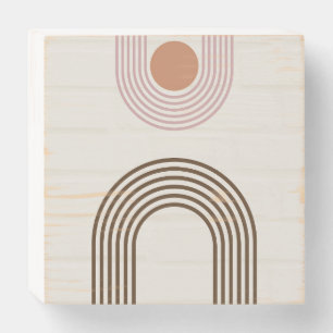 Minimalist Mid Century Abstract Geometric Wooden Box Sign