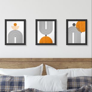 Minimalist Mid Century Geometric Wall Art Set of 3