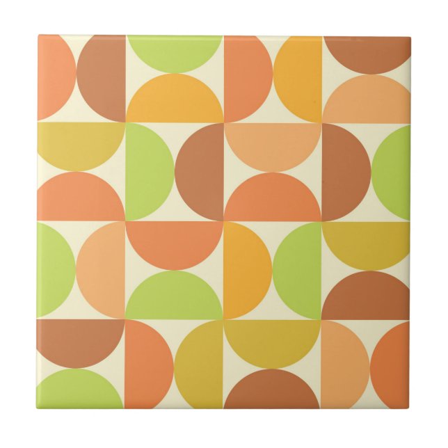 Minimalist Mid Century Half Circles Pattern  Ceramic Tile (Front)