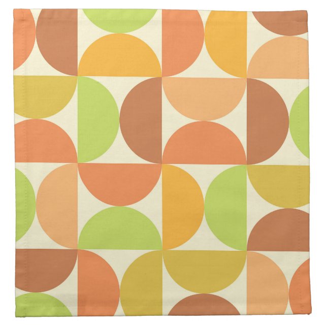 Minimalist Mid Century Half Circles Pattern  Cloth Napkin (Front)