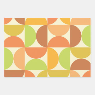 Minimalist Mid Century Half Circles Pattern Wrapping Paper Sheets