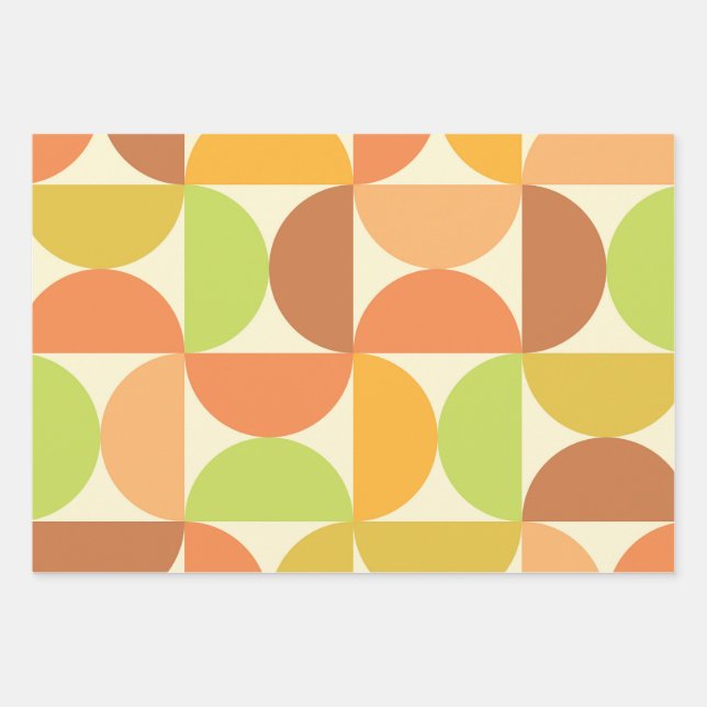 Minimalist Mid Century Half Circles Pattern  Wrapping Paper Sheets (Front)