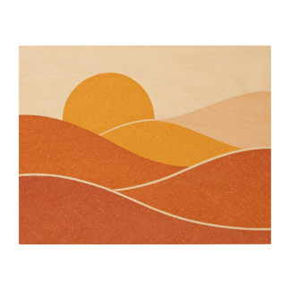 Minimalist Mid-Century Modern Abstract Desert Wood Wall Art