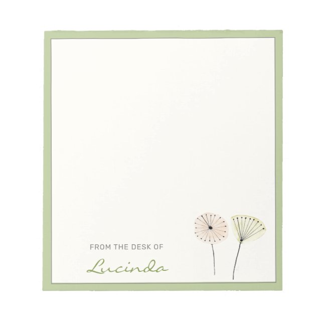 Minimalist Mid-century Modern Flowers Personalized Notepad (Front)