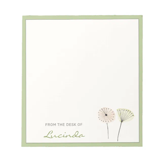 Minimalist Mid-century Modern Flowers Personalized Notepad | Zazzle
