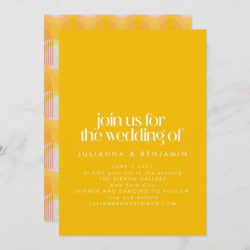 Minimalist Mid Modern Yellow Geometric Wedding Invitation