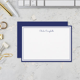 Minimalist Midnight Blue, 2 Borders, signature Note Card
