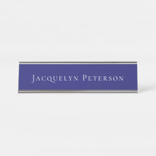 Minimalist Midnight Blue Plain Elegant Modern  Desk Name Plate