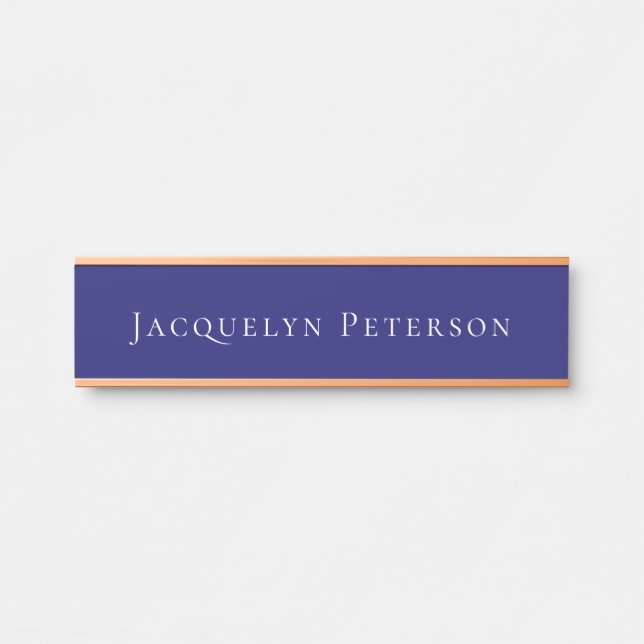 Minimalist Midnight Blue Plain Elegant Modern  Door Sign (Front)