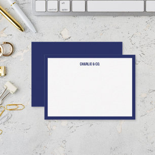 Minimalist Midnight Blue, Single Border Note Card