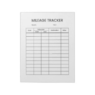 Minimalist Mileage Tracker Notepad