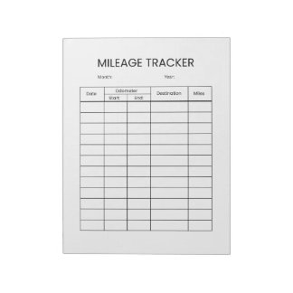 Minimalist Mileage Tracker Notepad