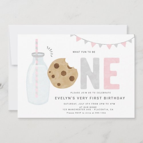 Minimalist Milk and Cookies Girl First birthday