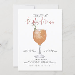 Minimalist Mimosas Cocktail Bridal Shower  Invitat Invitation