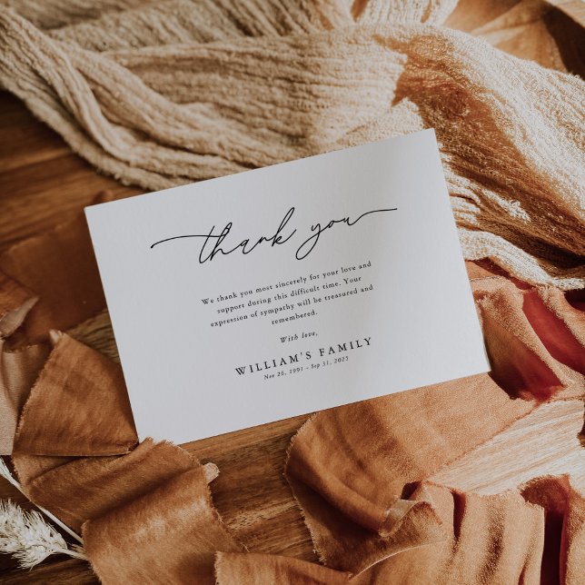 Minimalist Minimalist Funeral Sympathy Memorial Thank You Card (Creator Uploaded)