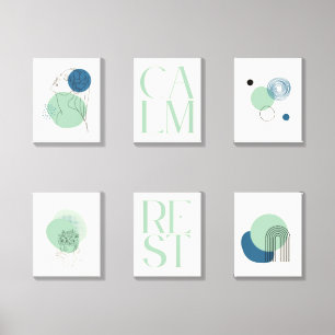 Minimalist Mint and Blue Gallery Wall Art Set Canvas Photo Tile