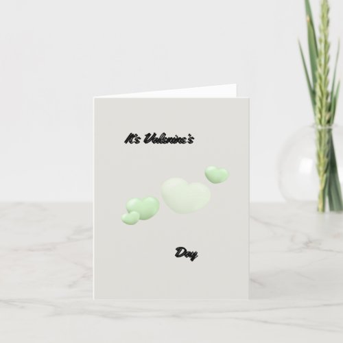 Minimalist Mint Green Bubble Heart Valentines Day Holiday Card