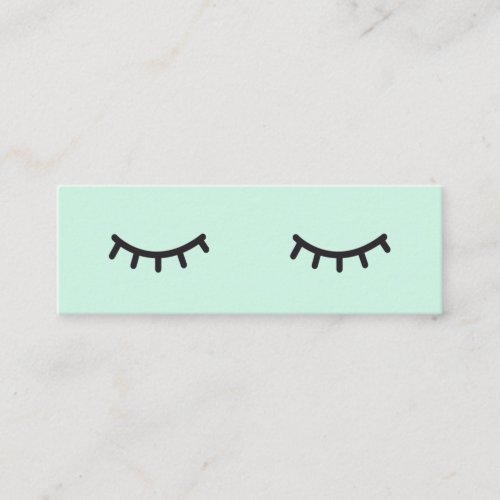 Minimalist mint green cute eyelashes illustration mini business card