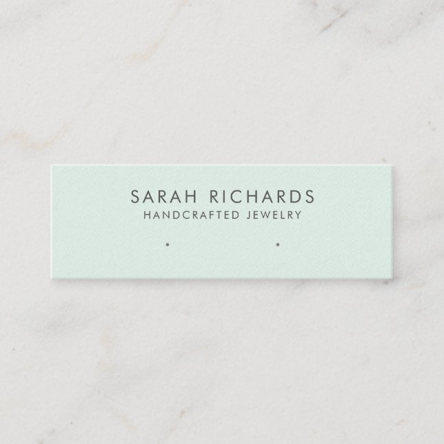 Minimalist Mint Green Jewelry Display Earring Mini Business Card (Front)