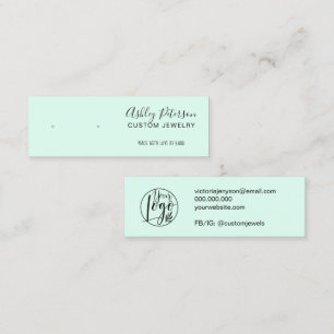 Minimalist mint green jewelry earring display mini business card