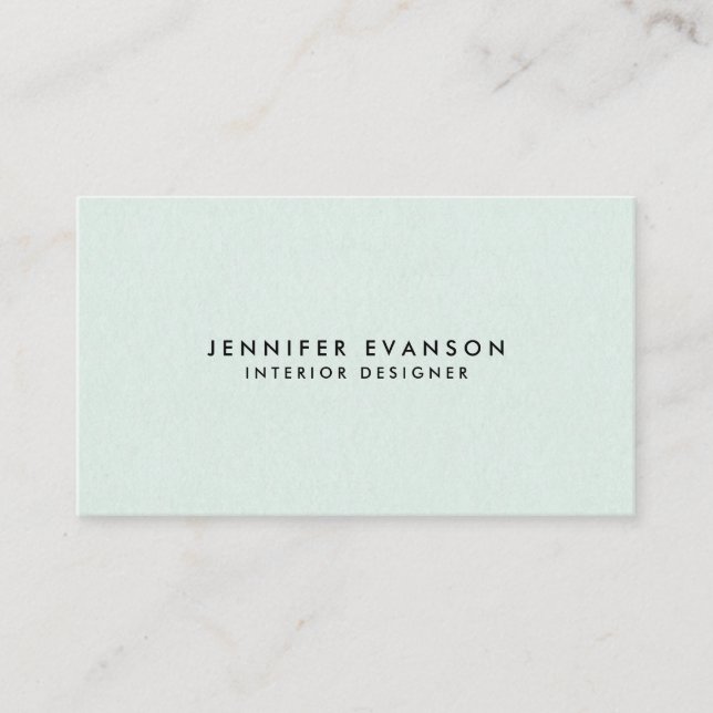 Minimalist Mint Green Modern and Professional Business Card (Front)