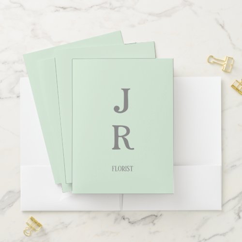 Minimalist mint green pocket folder